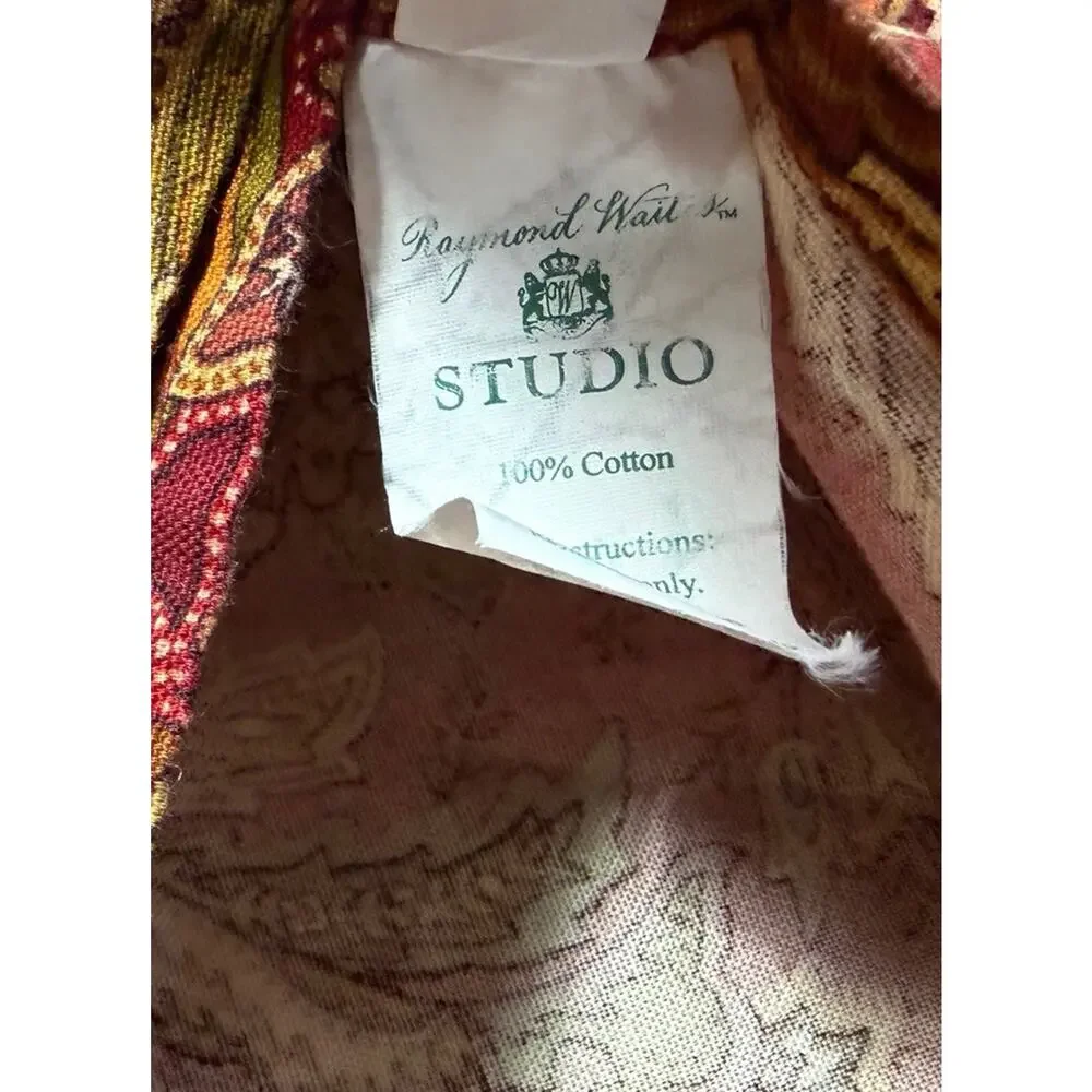 Rare Raymond Waites Red Ruffle Pillowcases Shams Printed Cotton Luxury Vintage